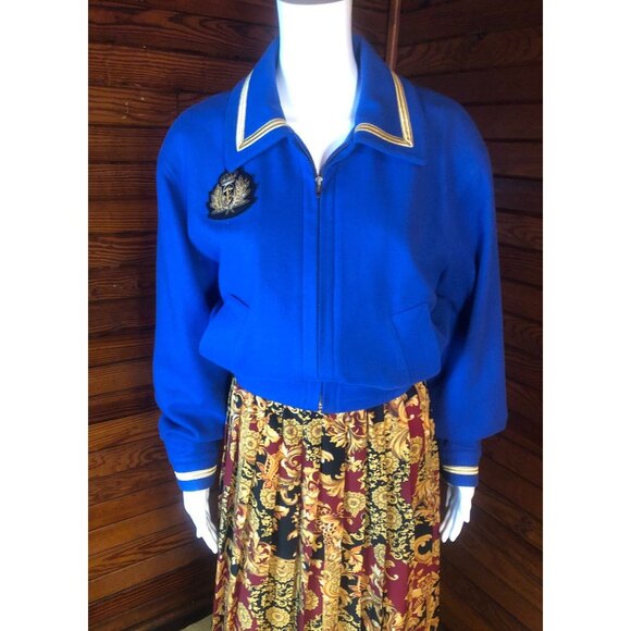 Military Jacket, Baseball Jacket, Vintage Designer, Cropped Jacket, 80s Cropped - Picture 3 of 10